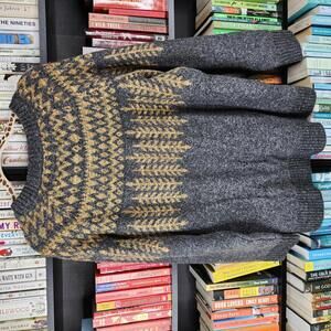 Torrid Gray Fair Isle Sweater Gold Metallic Plus Size 2